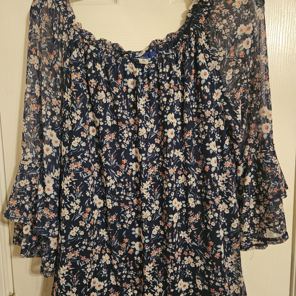 Apt. 9 Midnight Blue Floral Blouse